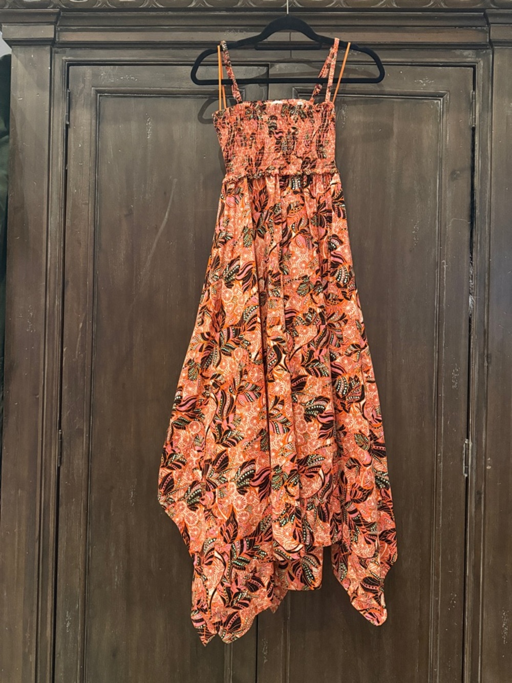 A.L.C. Coral Floral Smocked Waist Dress